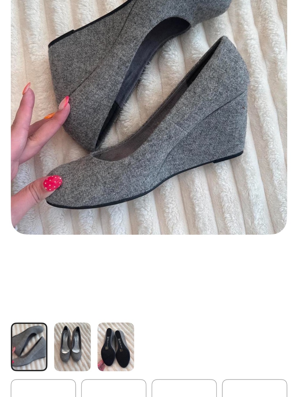 Gray Felt Wedge Heels for Women